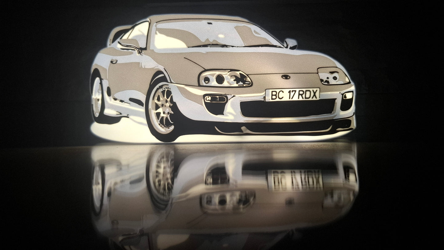 Lightbox 3D cu Toyota Supra – Lumină de Noapte Personalizată pentru Fani Auto & Drift