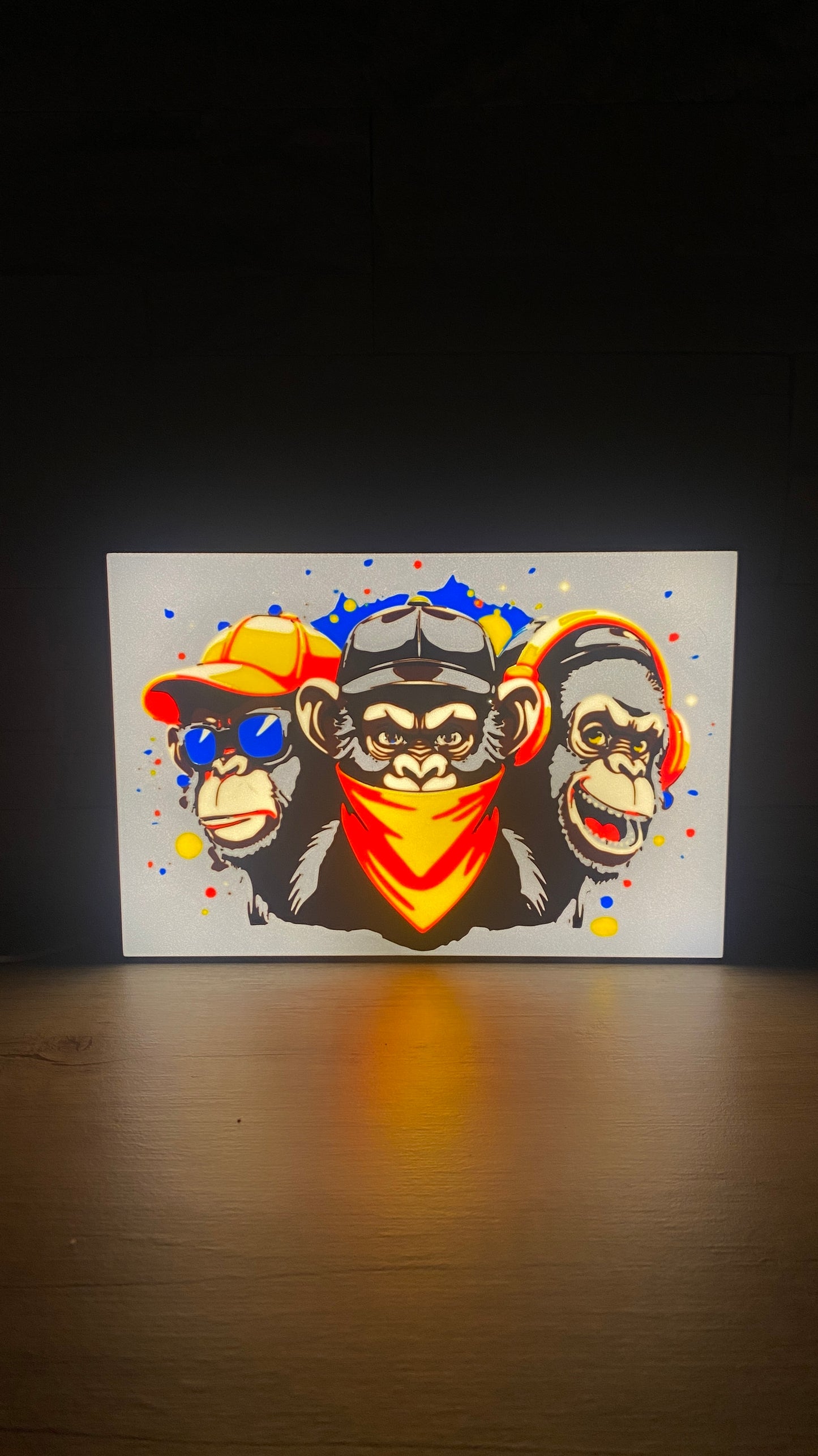 Lampă LED Lightbox 3D – Cele 3 Maimuțe intelepte