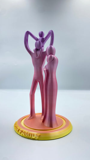 Statuetă 3D părinți și doi copii – amintire unică de familie
