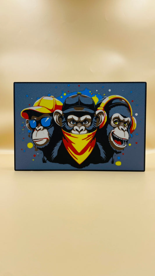 Lampă LED Lightbox 3D – Cele 3 Maimuțe intelepte