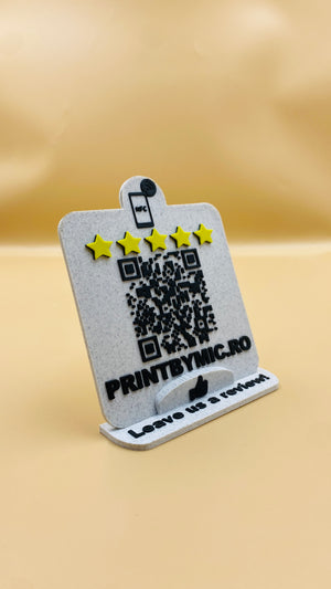 Stand recenzii Google review Personalizabil cu text, Cod QR și NFC – Simplu și Elegant pentru Recenzii și Acces Rapid