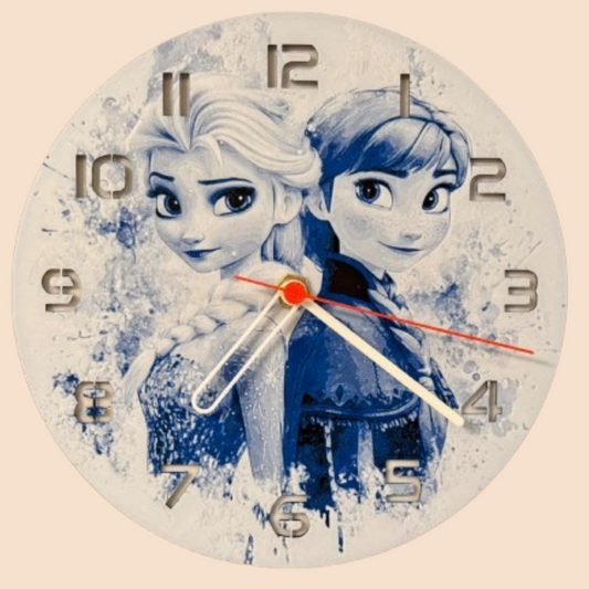 Ceas 3D cu Elsa&Anna – Decor luminos pentru camera copiilor