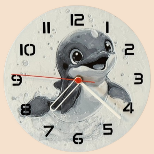 Ceas 3D cu  Delfin – Decor luminos pentru camera copiilor