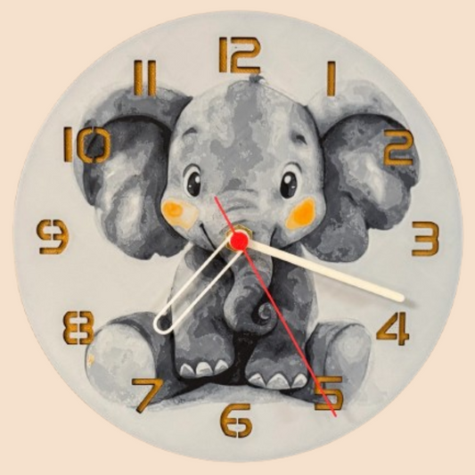 Ceas 3D cu Elefant – Decor luminos pentru camera copiilor