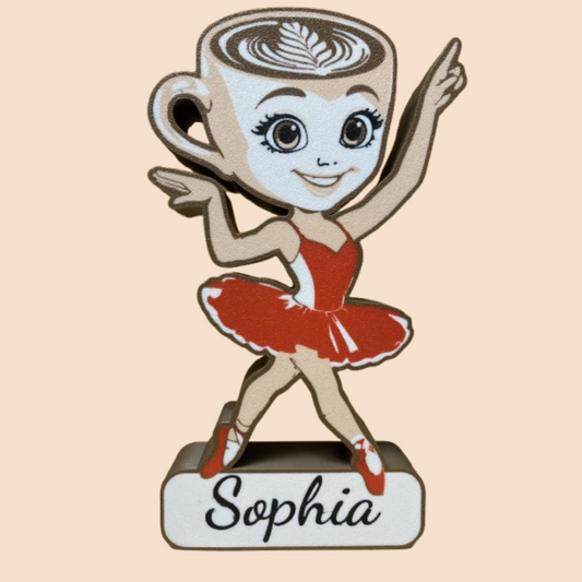 Lightbox 3D cu Barberina Cappucina – Lumină de Noapte Personalizată cu Nume